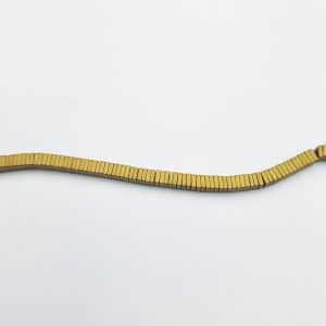 אבני חן המטייט בציפוי זהב מאט, 3X3ממ, חור 1 מ"מ, כ-40 ס"מ בשורה