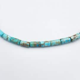 אבני חן טורקיז , 4X8ממ, חור 1 מ"מ, כ-40 ס"מ בשורה