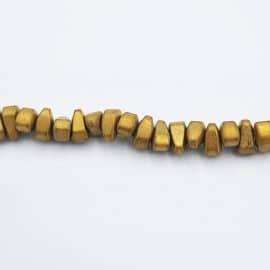 אבני חן המטייט ציפוי זהב מאט, 6X3ממ, חור 1 מ"מ, כ-40 ס"מ בשורה